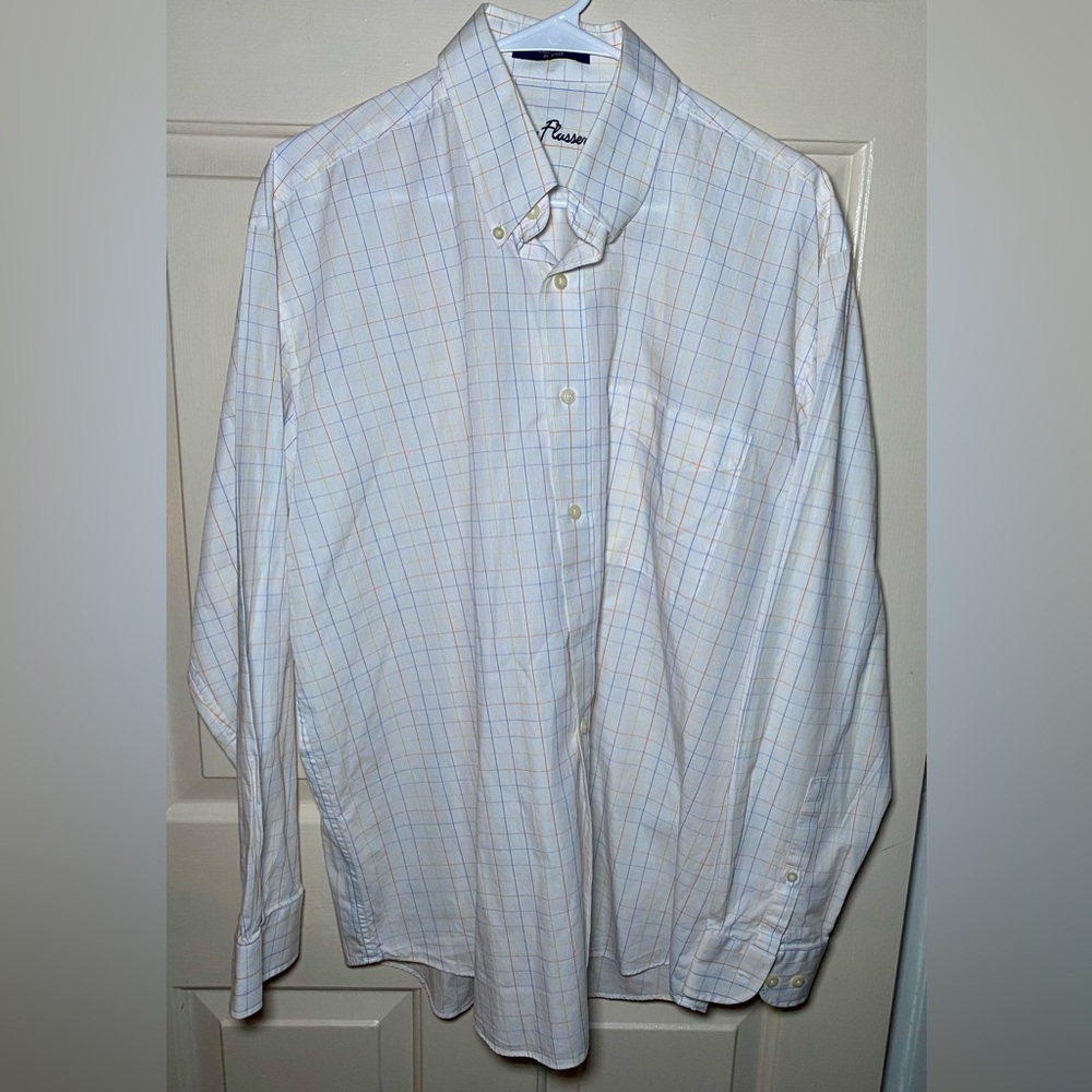 Alan Flusser Men's Long Sleeve Multicolor Plaid Button Down Dress Shirt, L